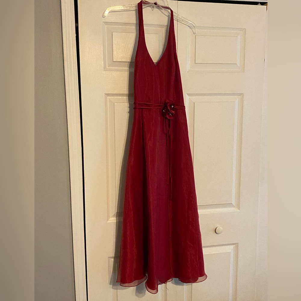 COPY - Deep red silk formal dress size 10, backless